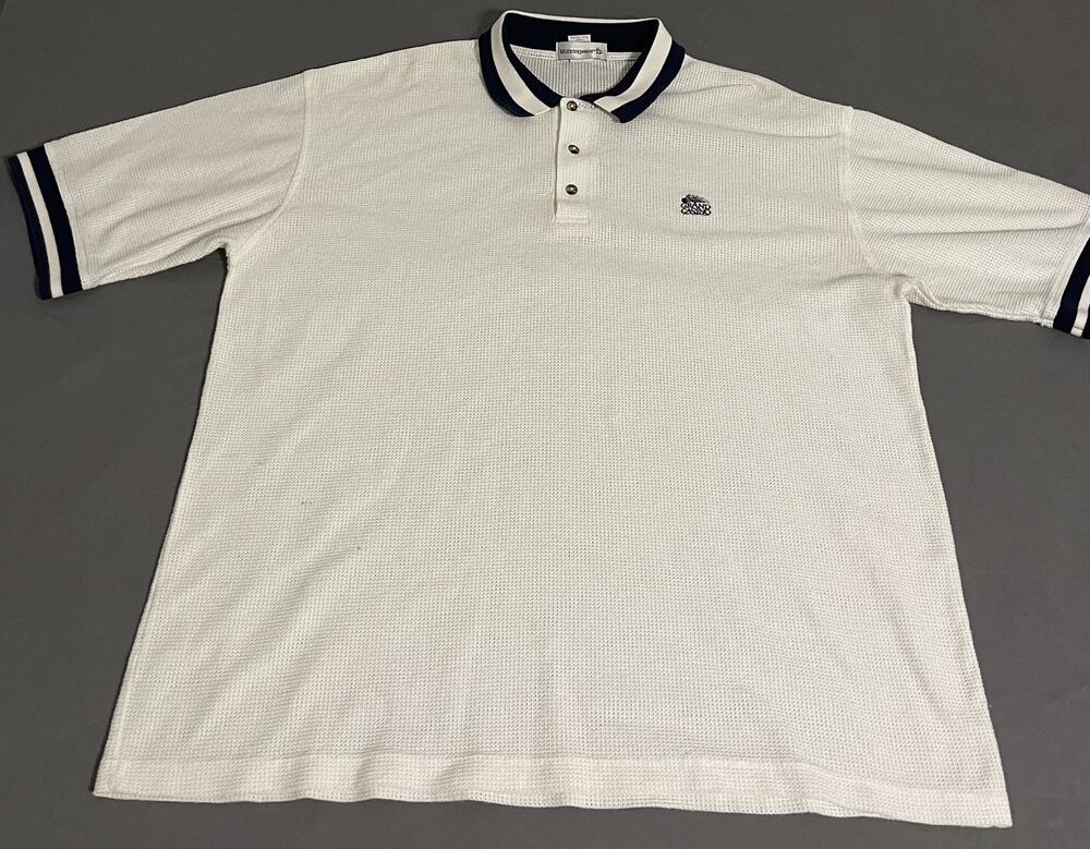 Munsingwear Grand Slam Polo Mens XL White Waffle Knit Grand Casino Vintage